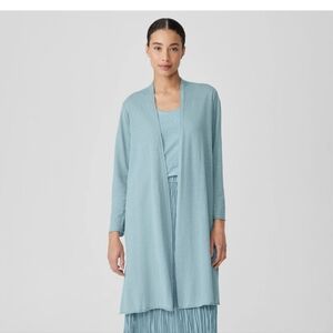 NEW Eileen Fisher Open Cardigan Womens Medium Coral Linen Cotton Minimalist Long